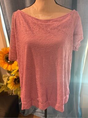 torrid Dusty Rose Lace Short Sleeve Top
